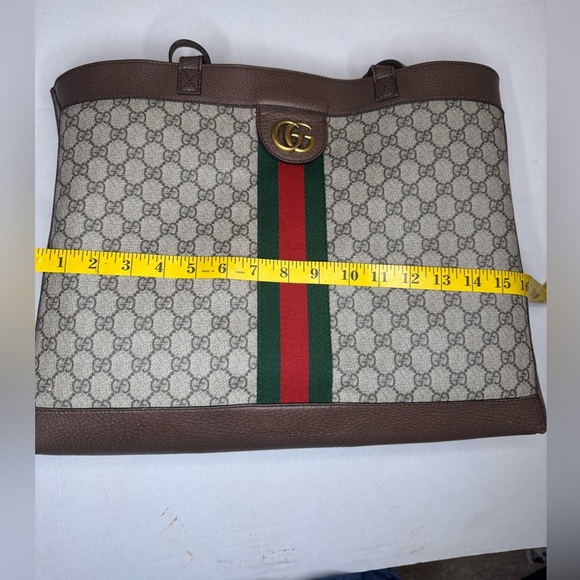 Gucci GG Supreme Monogram Web Ophidia Tote Brown. - Picture 14 of 16